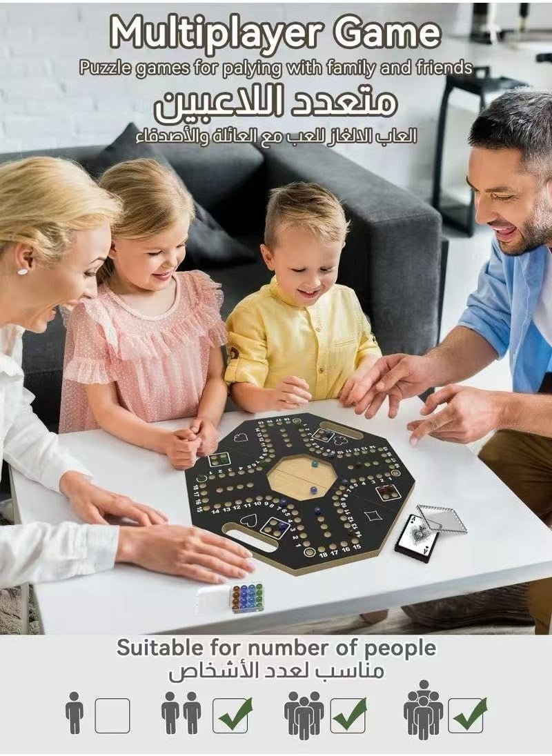TOP ONE Jackaroo Board Game,Ludo Board Game,Jackaroo Joker Wooden Board Game for 4 players,Includes Cards and Marbles, Small bag for Marbles,Jackaroo Game Family Game Marble Game  - Image 3