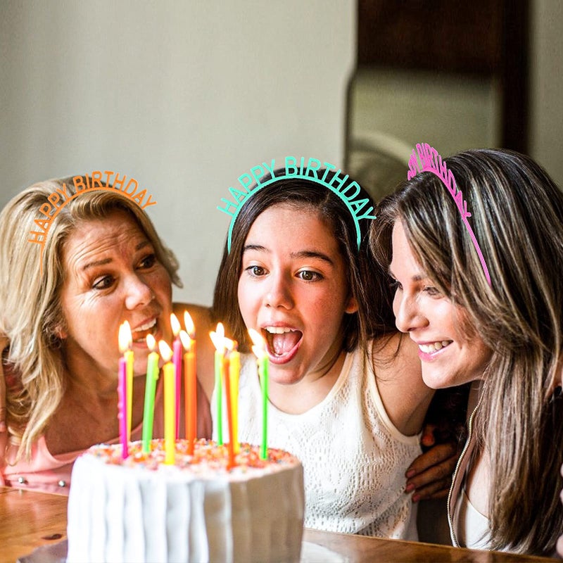 Candygirl 6pcs Happy Birthday Headbands Birthday Crown for Girl Kids Party Supplies Birthday Girl Headband Tiara Happy Birthday Hair Accessories (6 happy Birthday) - Image 5