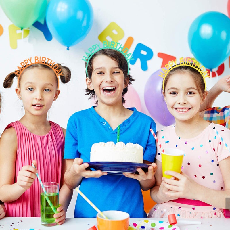 Candygirl 6pcs Happy Birthday Headbands Birthday Crown for Girl Kids Party Supplies Birthday Girl Headband Tiara Happy Birthday Hair Accessories (6 happy Birthday) - Image 3