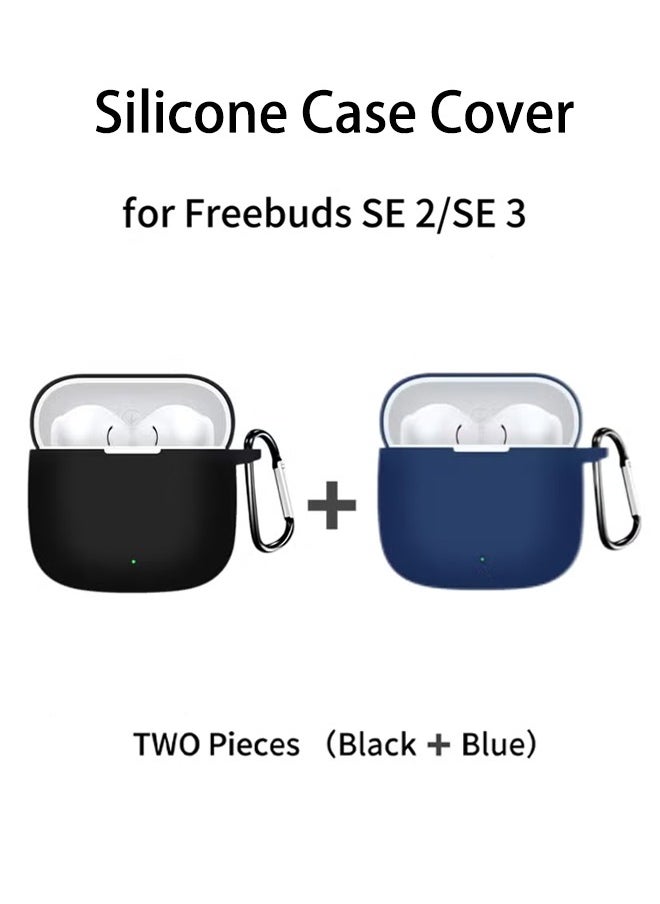 Volynix 2 Pieces (Black + Blue) Protective Silicone Case Cover Designed for HUAWEI Freebuds SE 2/SE 3 In-Ear Earphones  - Image 1