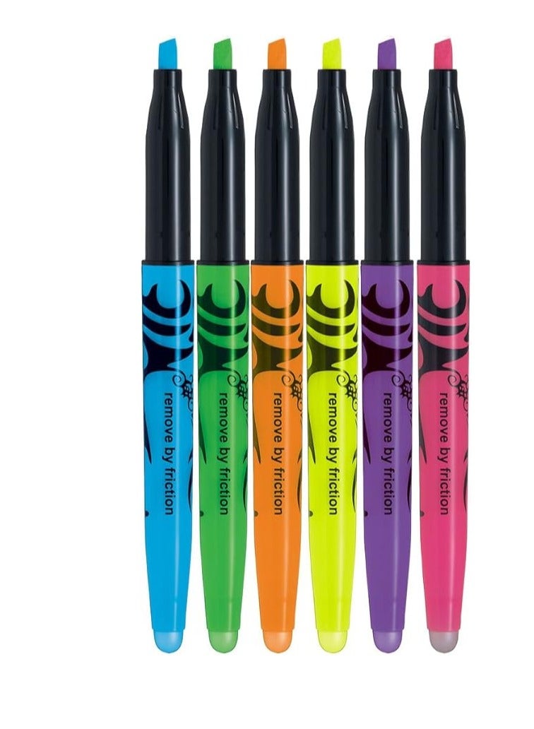 Pilot FriXion Light Erasable Hi-lighter (Highlighter) Pens Set of 6 Loose Assorted Colour Pens - Image 2