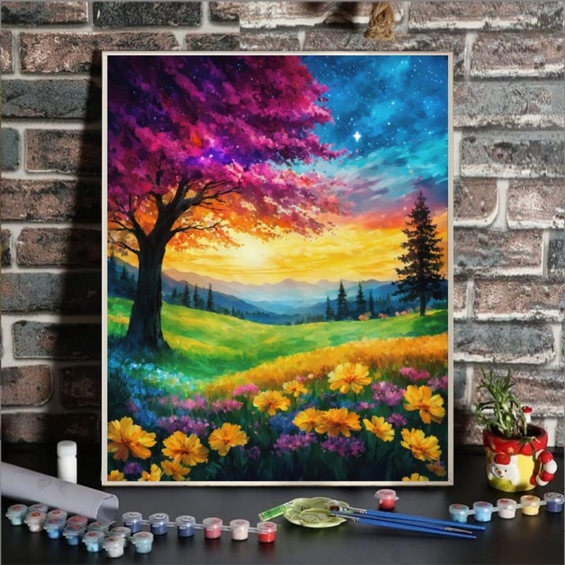 ldazao Paint By Numbers Kit For Adults, Scenery Paint By Numbers,Tree Painting By Numbers For Adults, Diy Oil Painting For Kids, Without Frame Paint By Number On Canvas For Gift Home Wall Decor(16x20inch) - Image 2