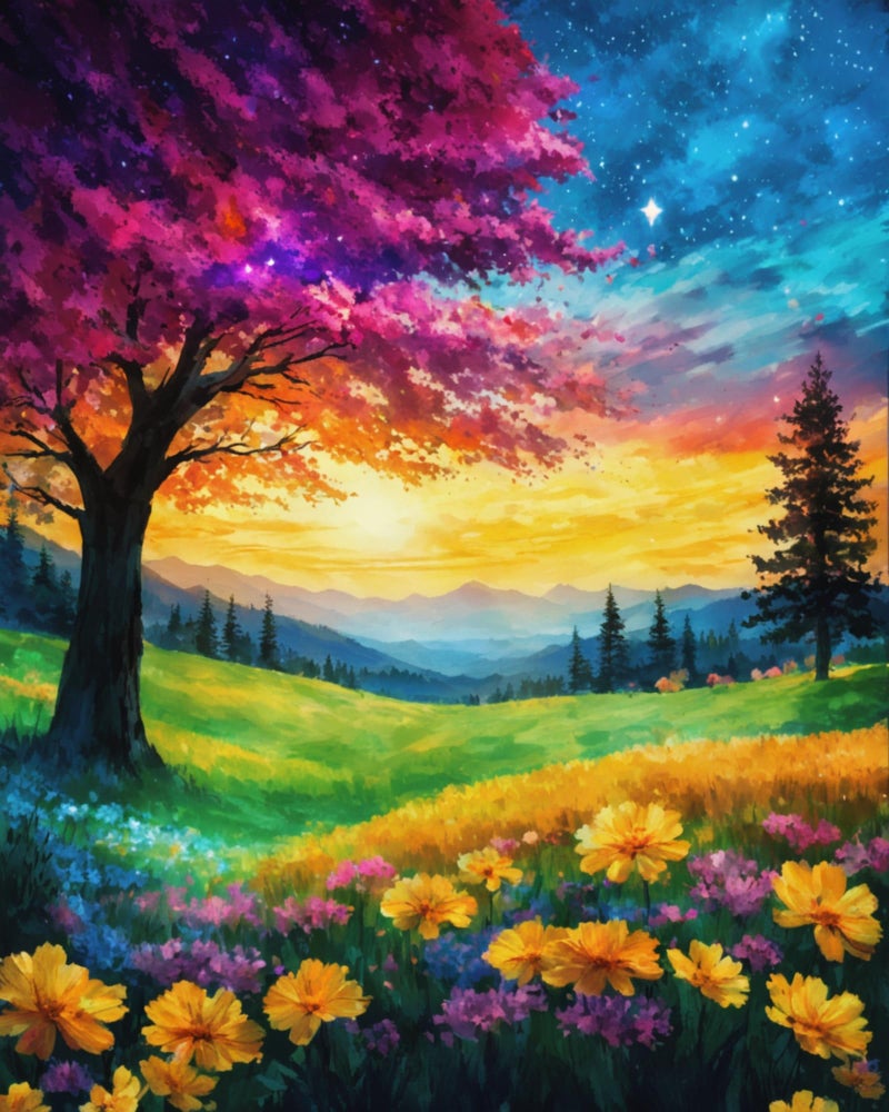 ldazao Paint By Numbers Kit For Adults, Scenery Paint By Numbers,Tree Painting By Numbers For Adults, Diy Oil Painting For Kids, Without Frame Paint By Number On Canvas For Gift Home Wall Decor(16x20inch) - Image 1