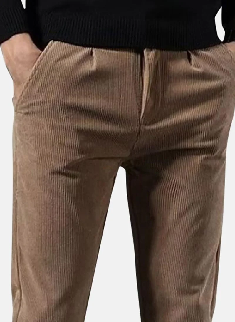 YUNIQEE Brown Solid Chinos