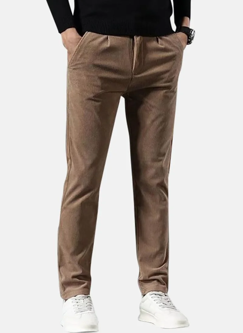 YUNIQEE Brown Solid Chinos