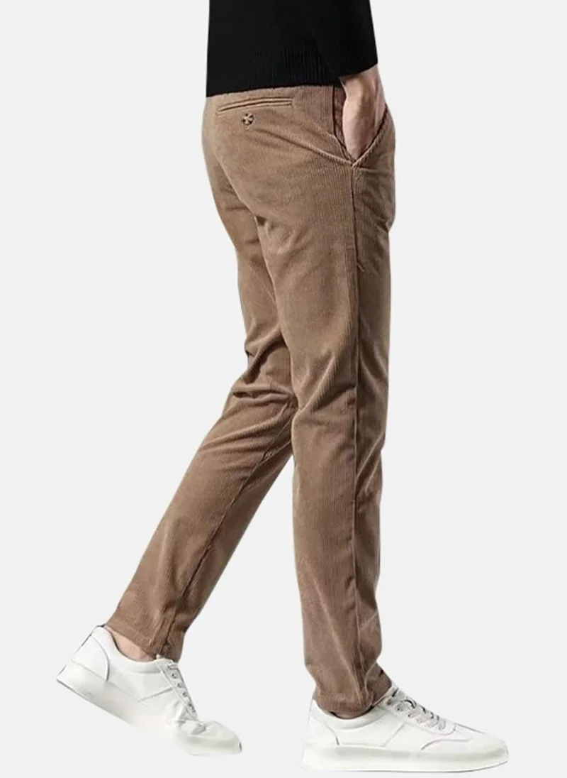 YUNIQEE Brown Solid Chinos