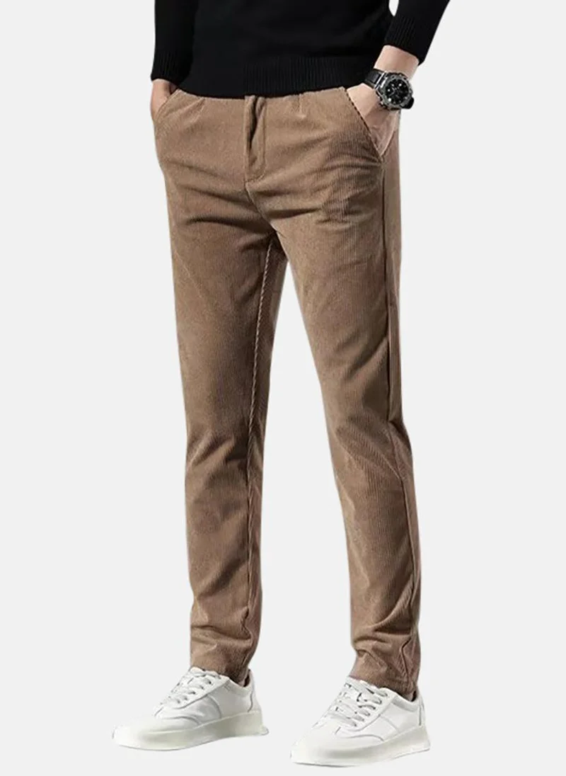 YUNIQEE Brown Solid Chinos