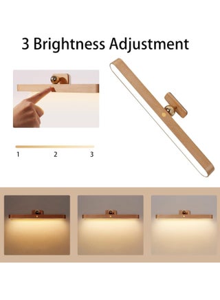 LED Wooden Wall Lamp, 360° Rotatable Magnetic Light, Battery Operated Wall Lights, USB Rechargeable Dimmable LED Night Light for Reading, Makeup and Household Lighting - view 4
