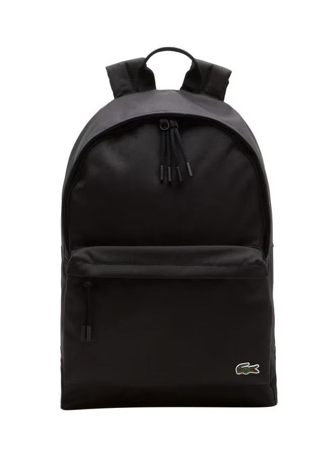 لاكوست حقيبة ظهر سوداء مطرزة بشعار - Image 1