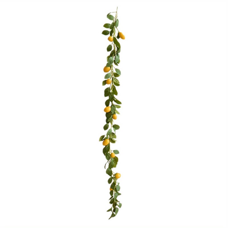 Green Decorative Lemon Garlands for Farmhouse Style Home Decor with Faux Fruit and Hanging Vines - Image 1