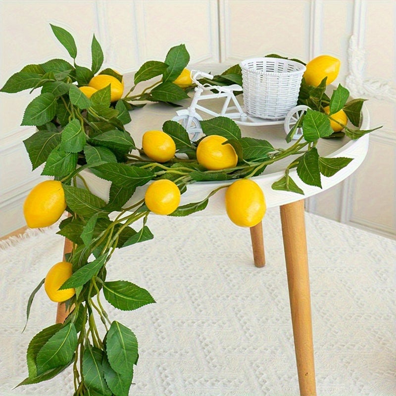 Green Decorative Lemon Garlands for Farmhouse Style Home Decor with Faux Fruit and Hanging Vines - Image 5