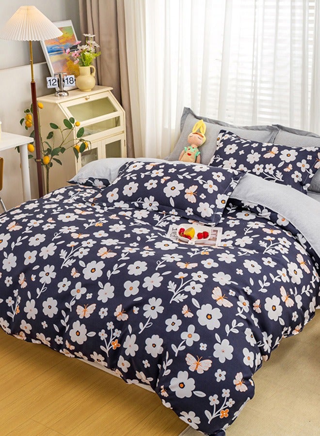 Sharpdo 4-Piece Bedding Set, Small Floral Style Quilt Cover Set, Including 1 Quilt Cover, 1 Sheet, 2 Pillowcases, 2m Bed (220*230cm) - Image 4