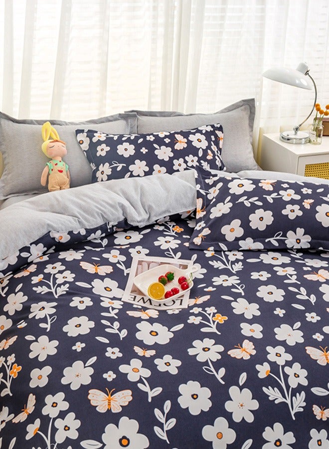 Sharpdo 4-Piece Bedding Set, Small Floral Style Quilt Cover Set, Including 1 Quilt Cover, 1 Sheet, 2 Pillowcases, 2m Bed (220*230cm) - Image 5