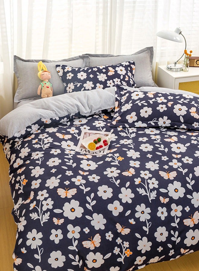 Sharpdo 4-Piece Bedding Set, Small Floral Style Quilt Cover Set, Including 1 Quilt Cover, 1 Sheet, 2 Pillowcases, 2m Bed (220*230cm) - Image 2