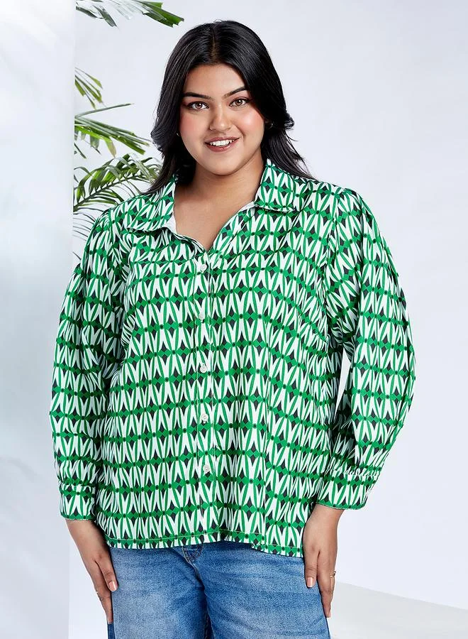 جلو باص بلوزة بمقاس كبير وأكمام طويلة