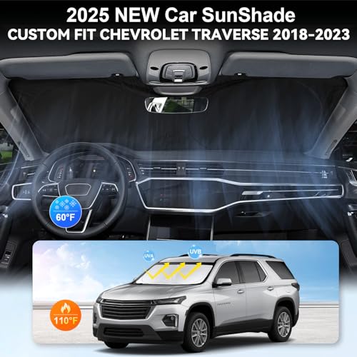 BOODANCARS Sunshade for Chevrolet Traverse Windshield Sun Shade Cover Custom Fit 2018-2024 2025 Chevy Traverse LS, LT, RS, Redline, Premier, High Country SUV Accessories Front Window Shield Sun Visor Block UV - Image 4
