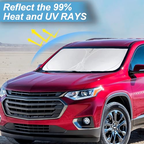 BOODANCARS Sunshade for Chevrolet Traverse Windshield Sun Shade Cover Custom Fit 2018-2024 2025 Chevy Traverse LS, LT, RS, Redline, Premier, High Country SUV Accessories Front Window Shield Sun Visor Block UV - Image 2