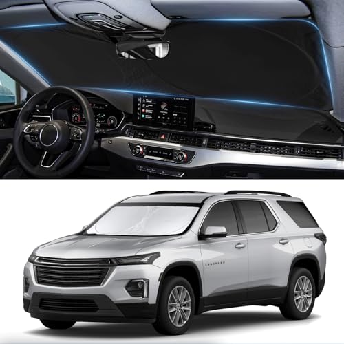 BOODANCARS Sunshade for Chevrolet Traverse Windshield Sun Shade Cover Custom Fit 2018-2024 2025 Chevy Traverse LS, LT, RS, Redline, Premier, High Country SUV Accessories Front Window Shield Sun Visor Block UV - Image 1