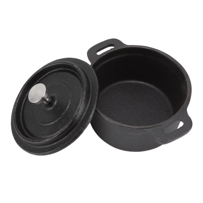 Dutch Oven Double Traditional Style Thickened Ergonomic Handle Insulation Cast Iron Cooking Pot with Lid Diameter 10CM - Image 1