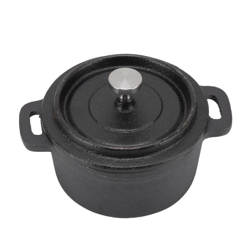 Dutch Oven Double Traditional Style Thickened Ergonomic Handle Insulation Cast Iron Cooking Pot with Lid Diameter 10CM - Image 2