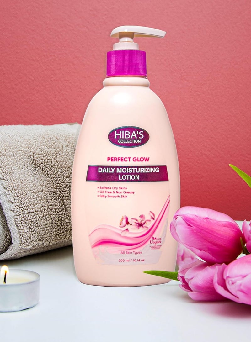 HIBA'S COLLECTION Perfect Glow Daily Moisturizing Lotion for All Type of Skins Oil Free & Non Greasy 300ml 10.14 oz - Image 2