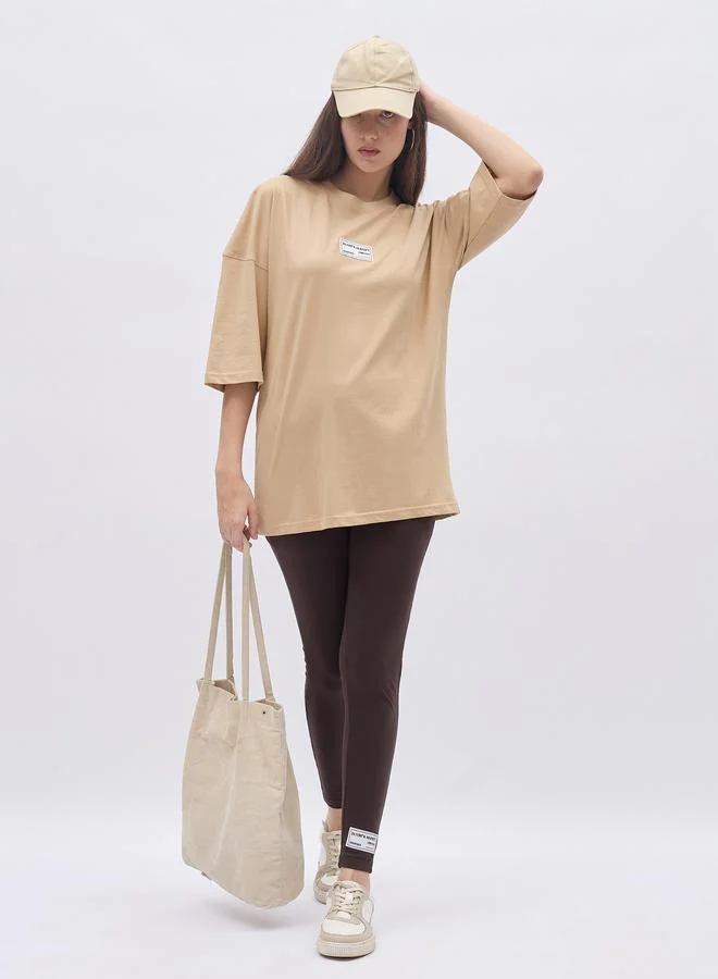 Styli Styli Oversized T-Shirt and Badge Detail Leggings Co-Ords