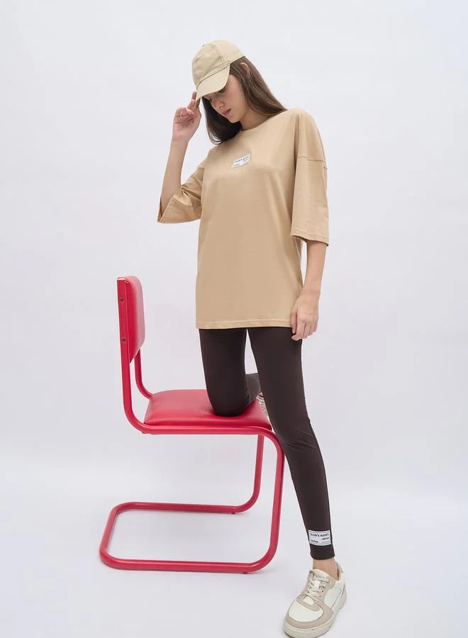 Styli Styli Oversized T-Shirt and Badge Detail Leggings Co-Ords