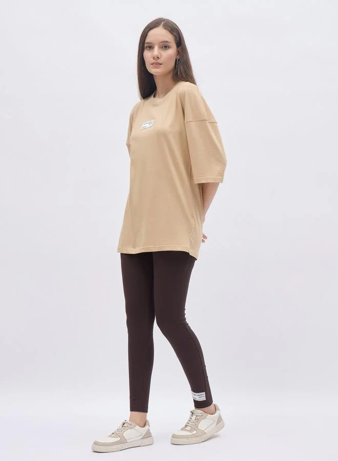 Styli Styli Oversized T-Shirt and Badge Detail Leggings Co-Ords