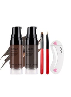 SACE LADY 2 Colors Long Lasting Eyebrow Gel Set with Eyebrow Brushes for Waterproof Eyebrow Make Up, Eyebrow Tint Corrector Kit, Intense Brow Color Wax Cream, 2 * 6ml/0.20Fl Oz 
