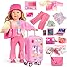 WONDOLL American 18 inch Doll Clothes and Accessories GirlTravel Suitcase Luggage Clothes and Shoes Bag Sunglasses Camera Passport Notebook Phone pad Travel Gear Play SetNo Doll - Image 3