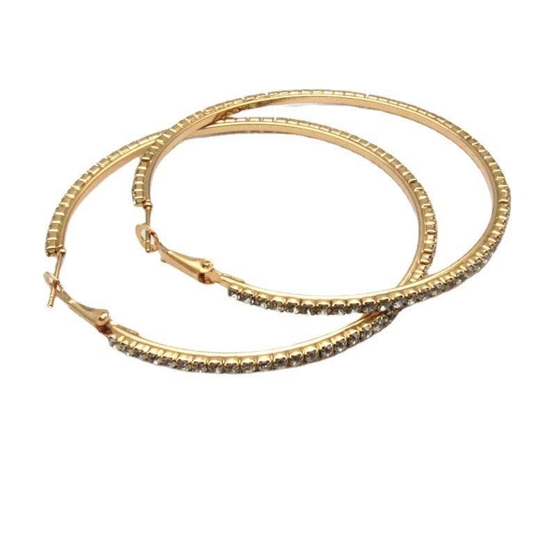 Jian Hong Fashion Rhinestone Large Circle Earrings for Women - Sparkling Crystal Hoop Earrings, Stainless Steel, Trendy Statement Jewelry - Image 5