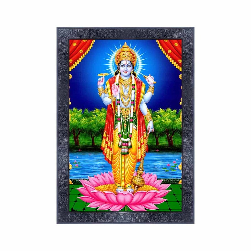 pnf Lord Vishnu Religious Wood Photo Frames With Acrylic Sheet (Glass) For Worship/Pooja 20885 (10 * 14Inch, Multicolour, Synthetic) Wall Mount - Image 1