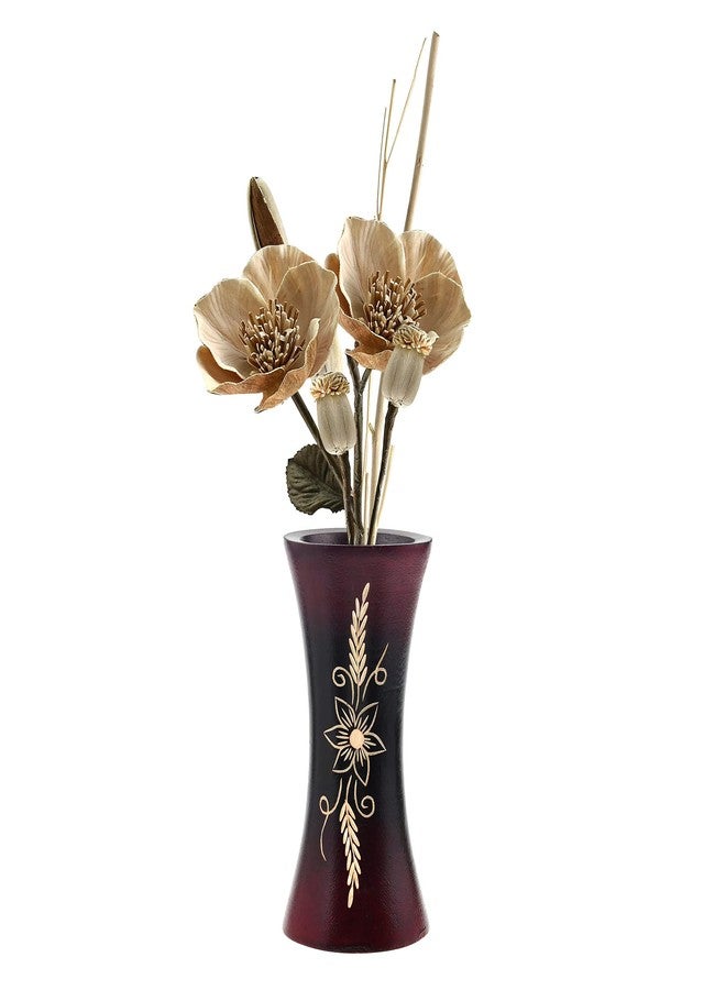 AeraVida Red Balinese Flower Garden Black & Natural Mango Tree Wood Set of 2 Flower Vase | Mango Tree Wood Flower Vase| Handmade Home Office Table - Image 5