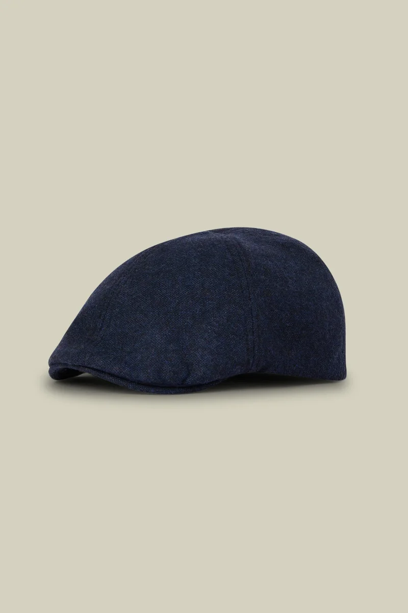 Men's flat cap in wool blend tweed - Blue