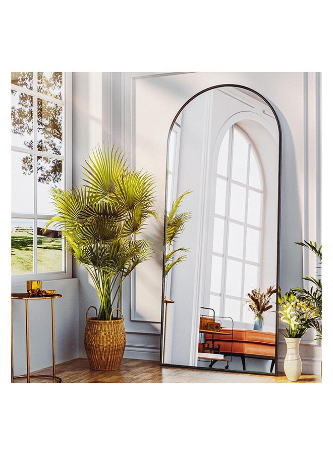 فيبارتي مرآة أرضية مقوسة مقاس 170 × 60 سم مع إطار من الألومنيوم ، مرآة مقوسة بطول كامل باللون الأسود ، تصميم معلق أو مائل لغرفة النوم ، غرفة الملابس ، غرفة المعيشة ، ديكور منزلي أنيق ، حديث ، متين ، مرآة عمودية لكامل الجسم - Image 2