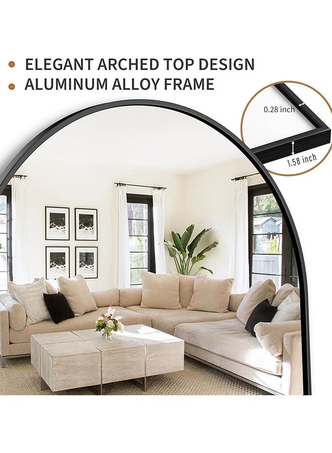 فيبارتي مرآة أرضية مقوسة مقاس 170 × 60 سم مع إطار من الألومنيوم ، مرآة مقوسة بطول كامل باللون الأسود ، تصميم معلق أو مائل لغرفة النوم ، غرفة الملابس ، غرفة المعيشة ، ديكور منزلي أنيق ، حديث ، متين ، مرآة عمودية لكامل الجسم - Image 3