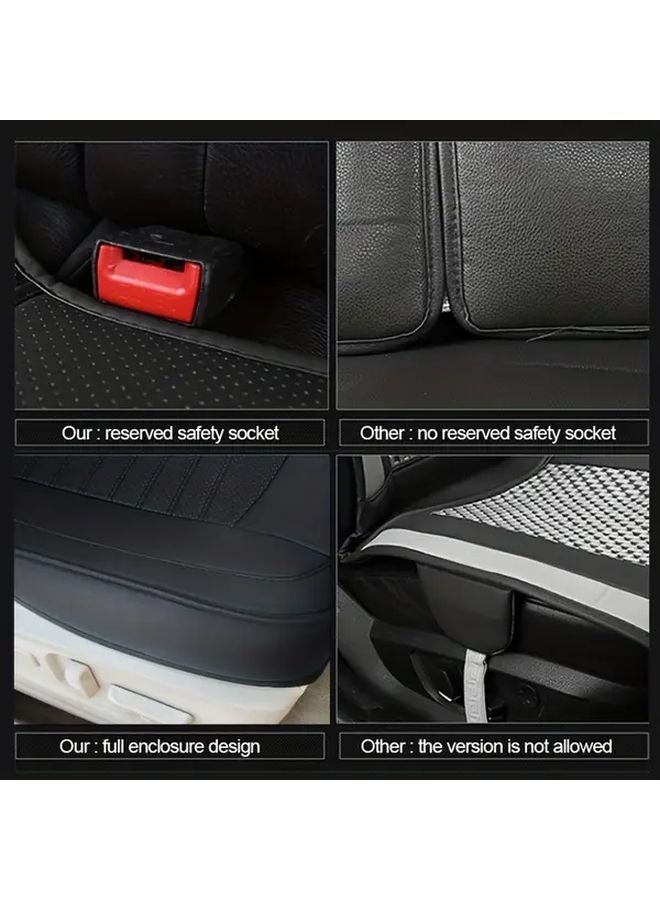 Front Seat Black PU Leather Car Seat Cover Adjustable Straps Durable Easy Clean - Image 4