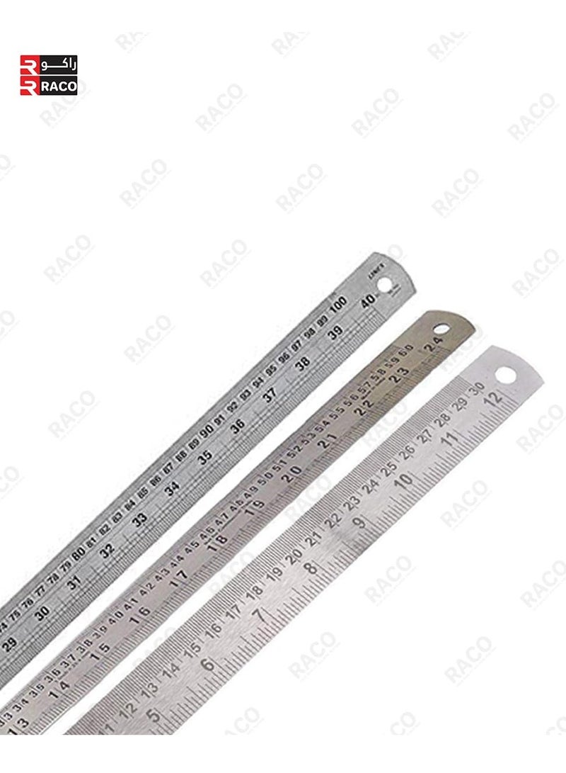 RACO Uken Stainless Steel Ruler | Heavy-Duty SS Scale with Conversion Table for School, Office, Home, Architects, Engineers, and Craft Supplies (Combo) - Image 2