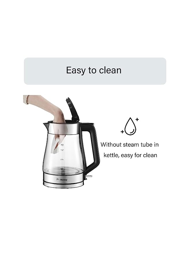 Homey Electric Tea Kettle - Fast Boiling, Easy Cleaning, 1.7L Capacity, Boil Dry Protection, LED Indicator Ring  - Image 5