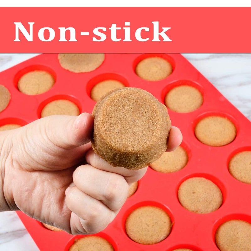 CAKETIME Silicone Muffin Pan Mini 24 Cups Cupcake Pan, Nonstick Food Grade Silicone Baking Pan 1 Pack - Image 2