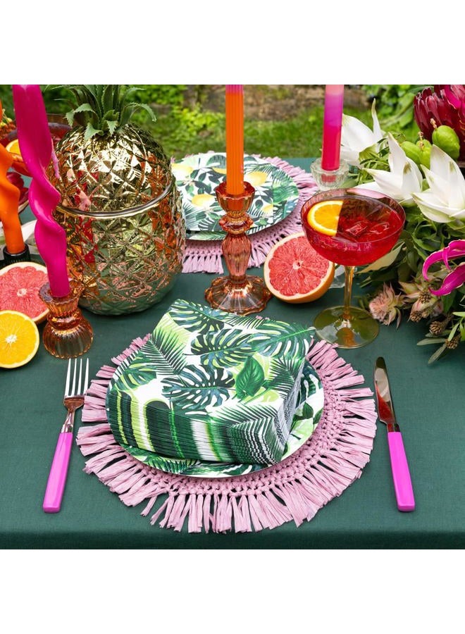 Talking Tables Pack of 12 Tropical Paper Plates - Palm Leaf Disposable Tableware for Kid's Jungle Party, Hawaiian Theme, Summer Luau, Green - Image 3