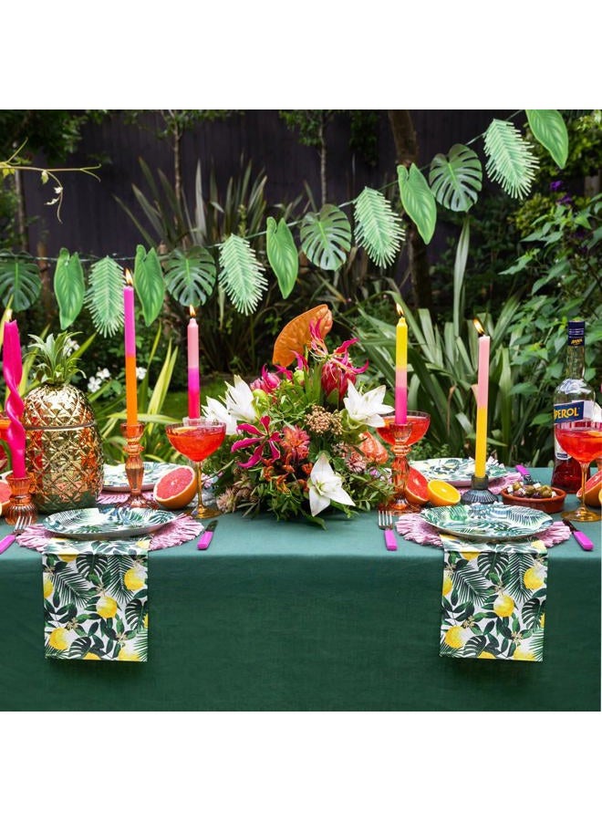 Talking Tables Pack of 12 Tropical Paper Plates - Palm Leaf Disposable Tableware for Kid's Jungle Party, Hawaiian Theme, Summer Luau, Green - Image 2
