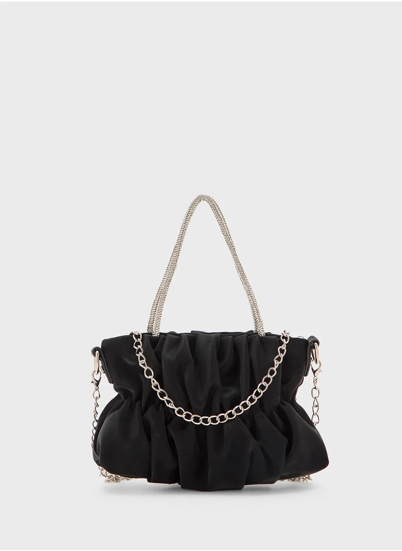 ايلا ليمتد اديشن Ruched Diamante Handle Satchel Bag