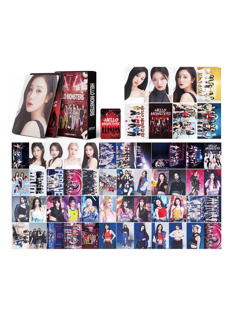 NIBEMINENT 55 Pcs Kpop BABYMONSTER HELLO MONSTERS Lomo Cards Card For Fans Collection Gifts - Image 1