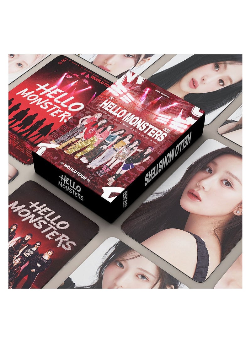 NIBEMINENT 55 Pcs Kpop BABYMONSTER HELLO MONSTERS Lomo Cards Card For Fans Collection Gifts - Image 2
