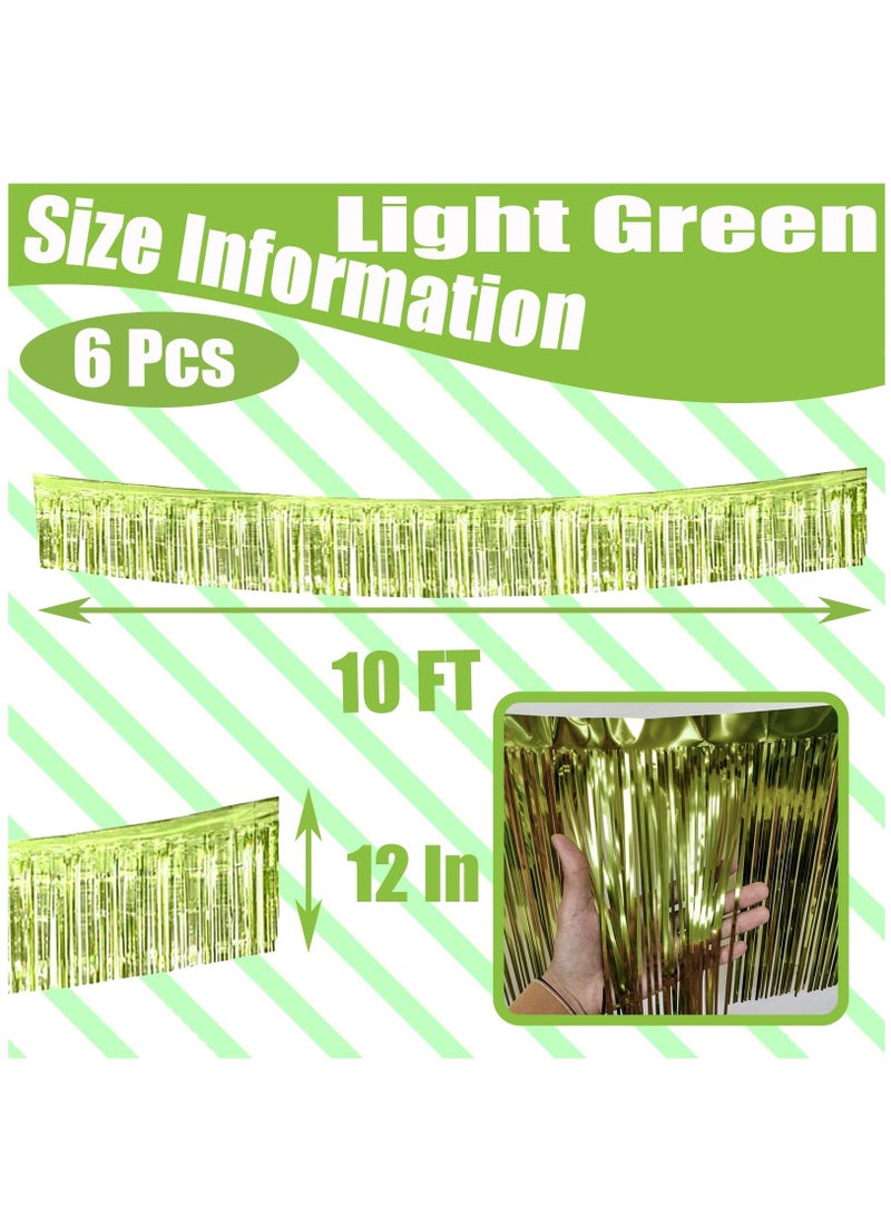 SOLARAE 6 Pack 10 Feet Foil Fringe Garland Metallic Tinsel Streamers Banner Wall Hanging Backdrop Banner for Parade Floats, Valentine's Day, Wedding, Birthday, Mardi Gras Party Decorations, Light Rainbow - Image 2