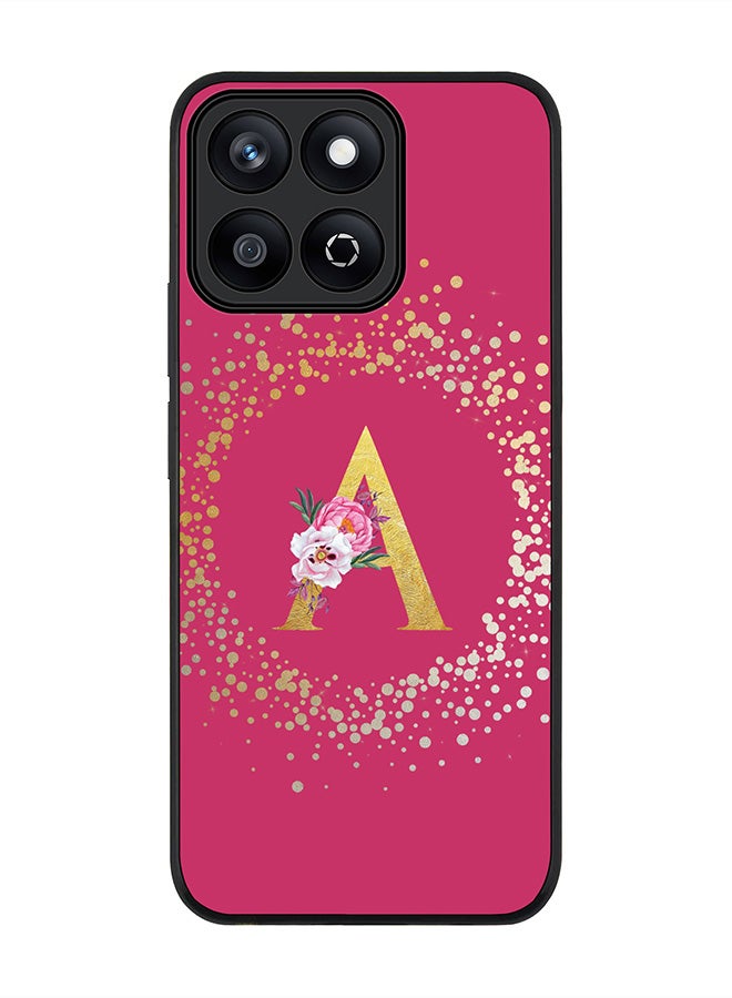 Stylizedd For Honor X7c 4G Case,Slim fit Camera Protection, Shockproof Thin Phone cover  - Custom Monogram Floral - A ( Deep Pink ) - Image 1