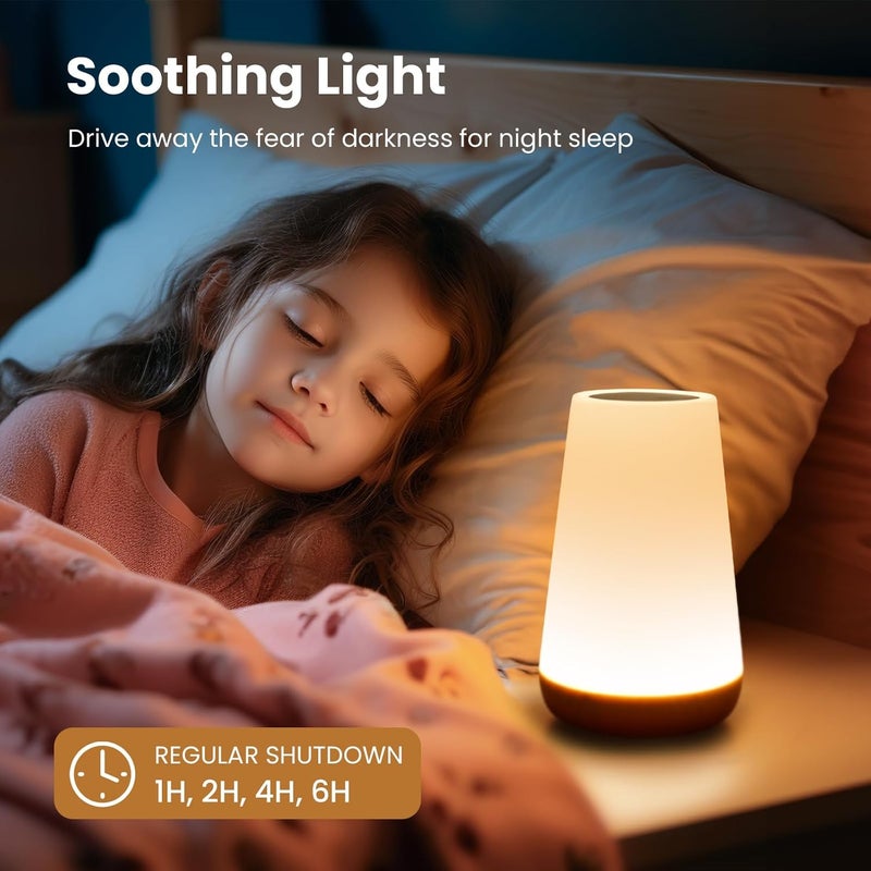 GKCI Touch Lamp - Portable Table Sensor Control Bedside Lamp with USB Charging, 5-Level Dimmable Warm White Light & 13 Color Changing RGB - Image 4