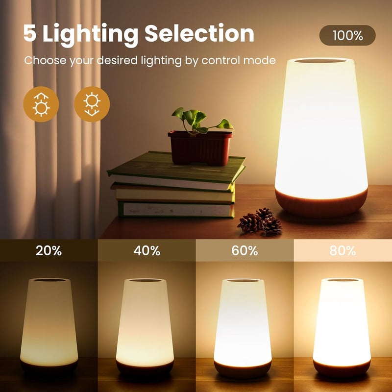 GKCI Touch Lamp - Portable Table Sensor Control Bedside Lamp with USB Charging, 5-Level Dimmable Warm White Light & 13 Color Changing RGB - Image 3