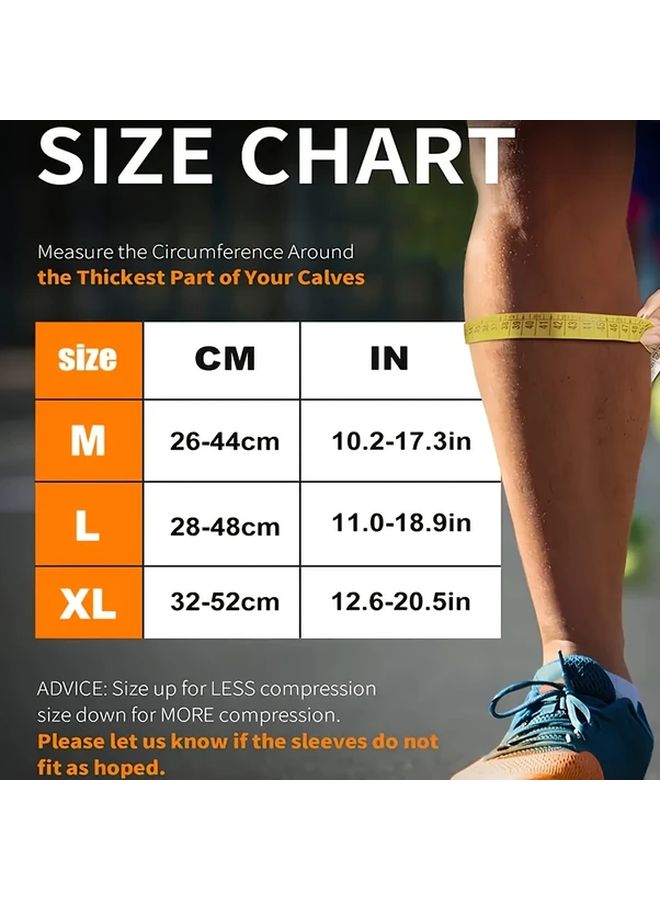 Orange Black Compression Ankle Calf Sleeve L Size Anti Slip Support For Running Exercise - Image 3